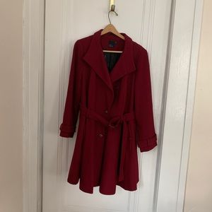 ASOScurve Red Wool Coat belted fit and flare US16
